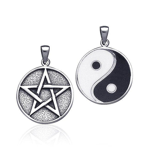 Silver Pentagram Pentacle & Yin Yang Pendant TPD199