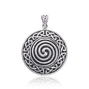 Large Celtic Knot Silver Spiral Pendant TP196