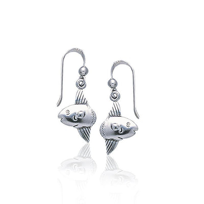 The most docile Sunfish in the deep blue sea ~ Sterling Silver Jewelry Hook Earrings TE2189