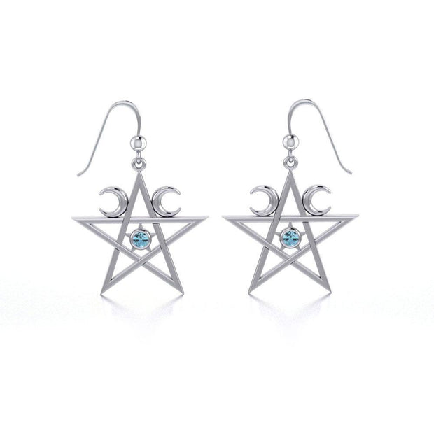 Silver Pentagram Pentacle Earrings TE2875