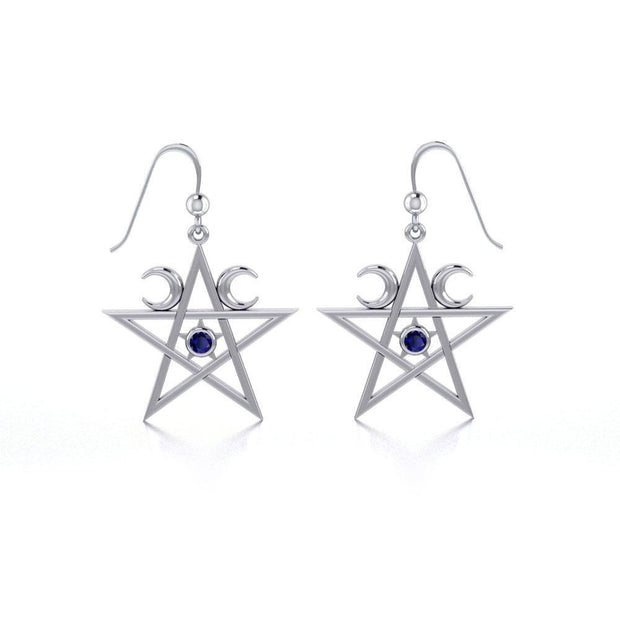 Silver Pentagram Pentacle Earrings TE2875