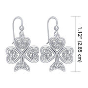 A wishful inspiration and luck ~ Celtic Knotwork Shamrock Sterling Silver Hook Earrings by Courtney Davis TE2919