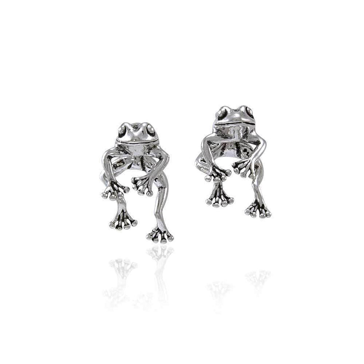 Moveable Frog Silver Silver Earrings TE533