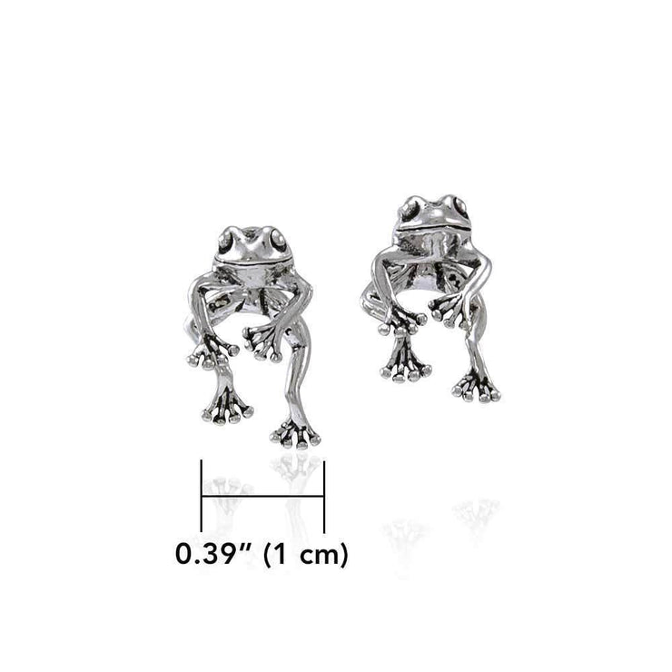 Moveable Frog Silver Silver Earrings TE533