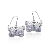 Butterflies are my friends ~ Sterling Silver Jewelry Butterfly Hook Earrings TE808