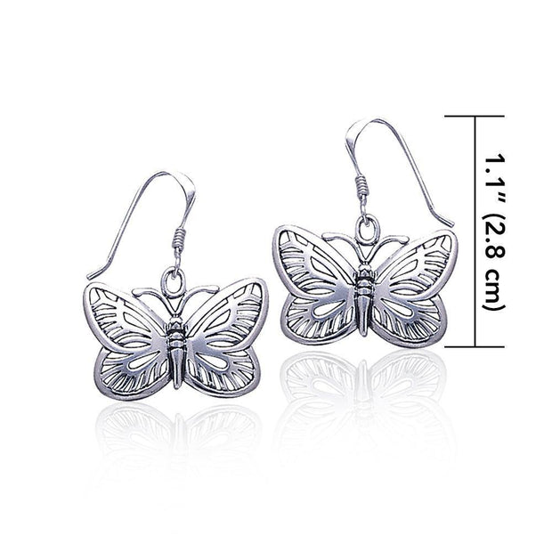 Butterflies are my friends ~ Sterling Silver Jewelry Butterfly Hook Earrings TE808