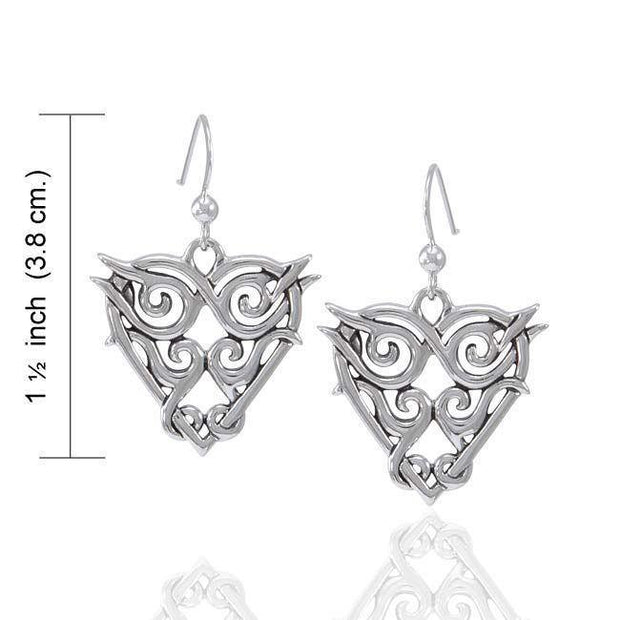 Celtic Spiral Silver Heart Earrings TER1559