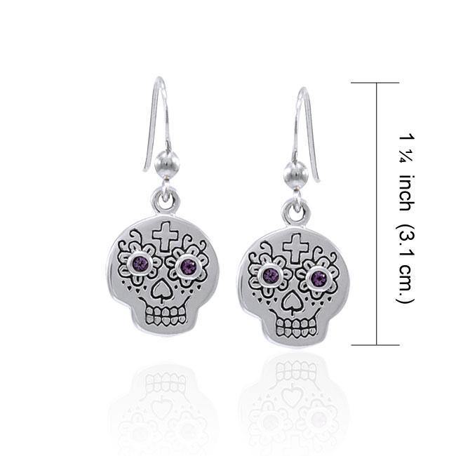 Dia de los Muertos Skull Gemstone Earrings TER1585 Earrings