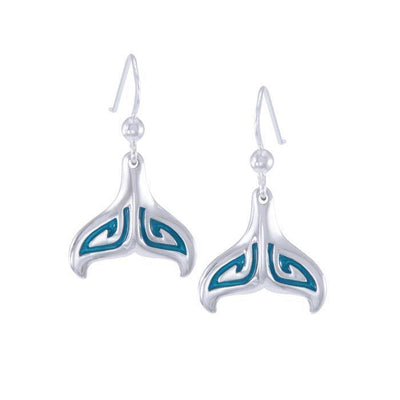 Whale Tail with Enamel Sterling Silver Earring TER1649