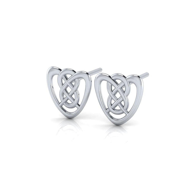 The gift of an eternal love ~ Celtic Knotwork Heart Sterling Silver Post Earrings Jewelry