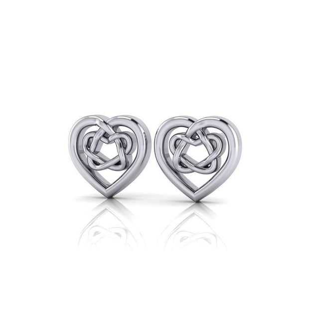 A heartfelt treasure to keep ~ Celtic Knotwork Heart Sterling Silver Post Earrings TER1656