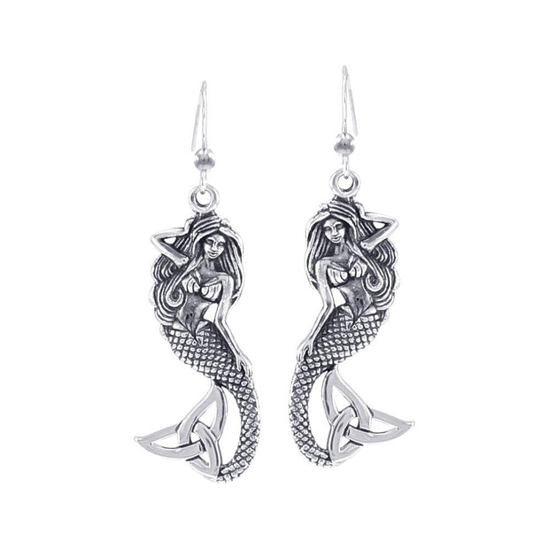 Lovely Mermaid Goddess with Trinity Knot Silver Earrings TER1663