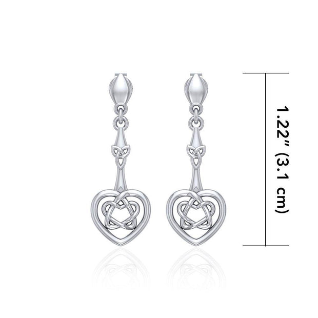 Celtic Heart Silver Post Earrings TER1676