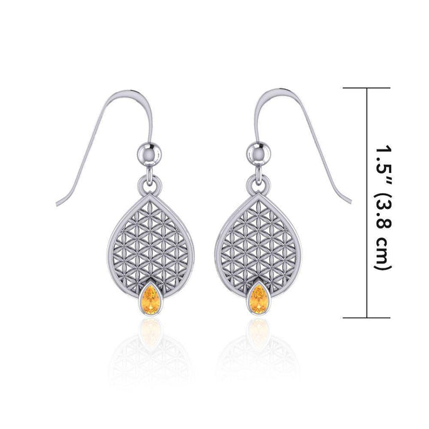 Flower of Life Mandala Silver Earrings with Gemstone TER1687