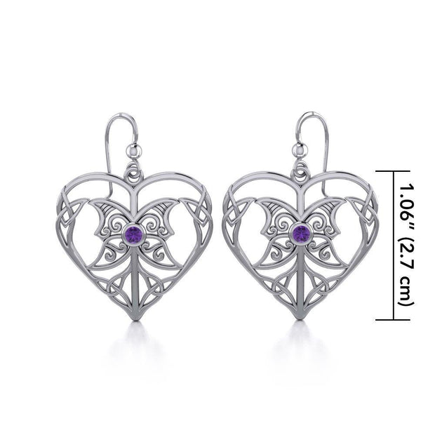 Celtic Triple Goddess Love Peace Sterling Silver Earrings with Gemstone TER1702