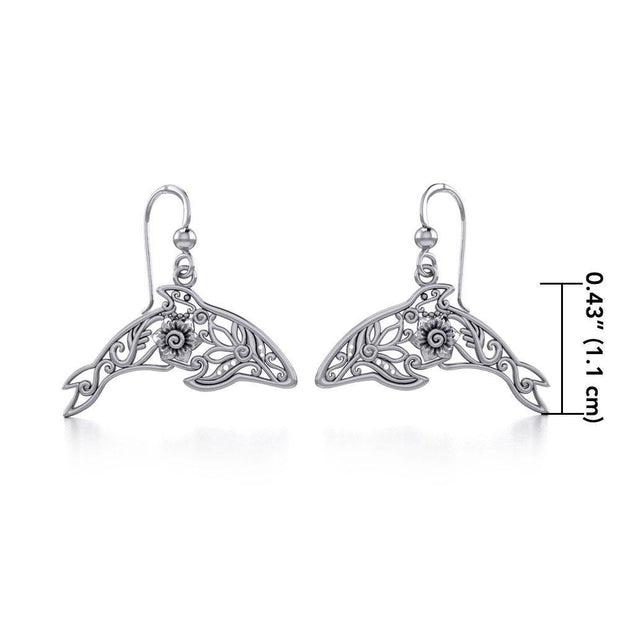 The joy of the gentle giants ~ Sterling Silver Dolphin Filigree Hook Earrings Jewelry TER1704