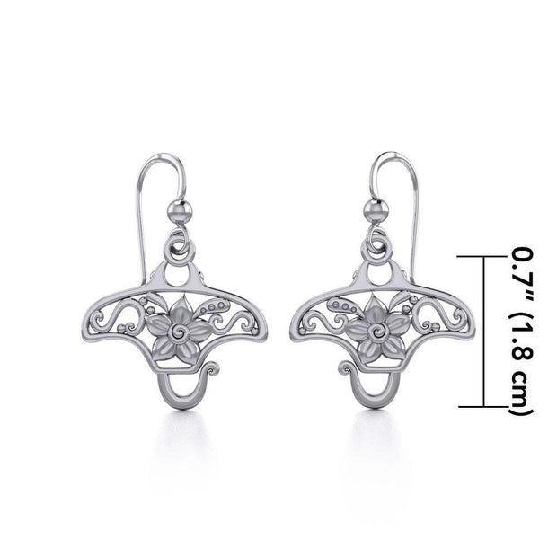 Go with the flow ~ Sterling Silver Manta Ray Filigree Hook Earrings Jewelry TER1705