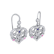 Be like yourself ~ Sterling Silver Like Icon Heart Earrings with Gemstones TER1709 Earrings