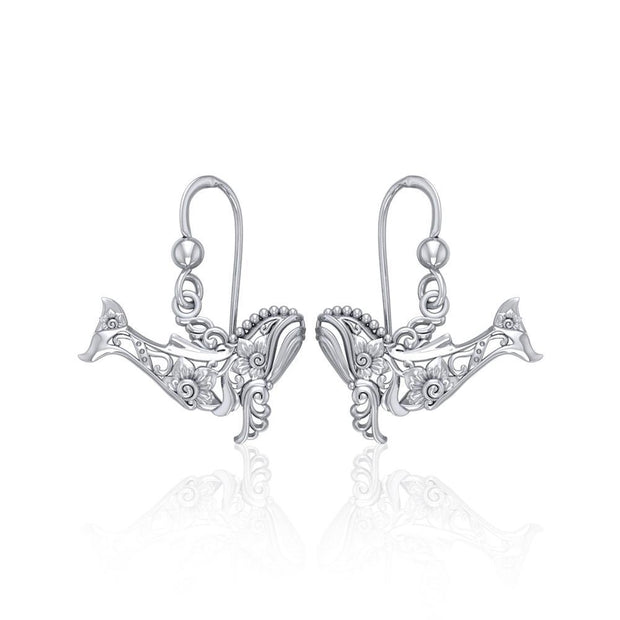 Tranquil guardians of the sea ~ Sterling Silver Whale Filigree Hook Earrings Jewelry TER1711