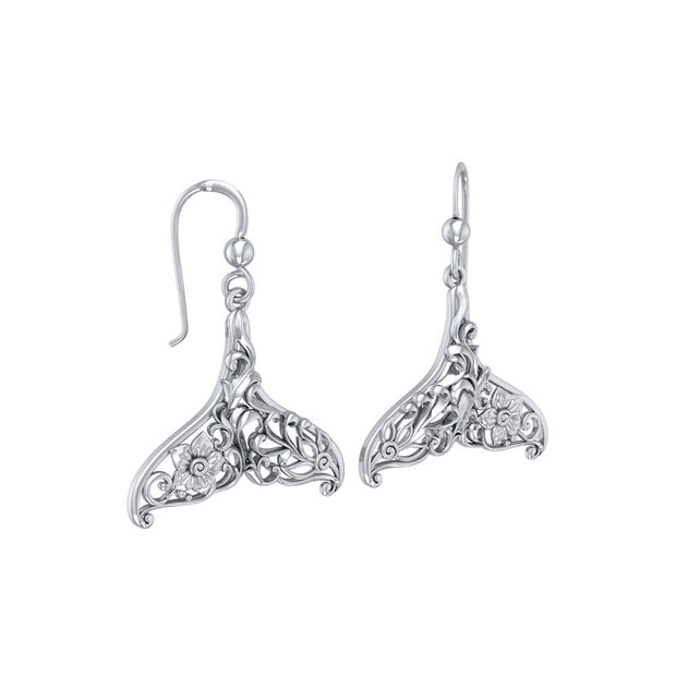 To live in solitude ~ Sterling Silver Whale Tail Filigree Hook Earrings Jewelry TER1712