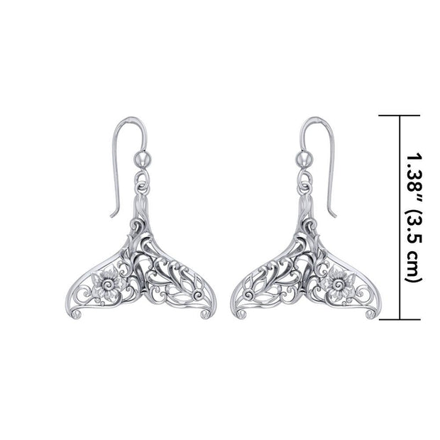 To live in solitude ~ Sterling Silver Whale Tail Filigree Hook Earrings Jewelry TER1712