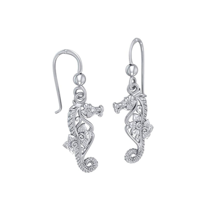 Most precious jewel of the ocean ~ Sterling Silver Seahorse Filigree Hook Earrings Jewelry TER1714