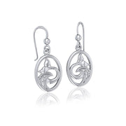 Sterling Silver Oval Whale Tail Earrings with Celtic Wave TER1728