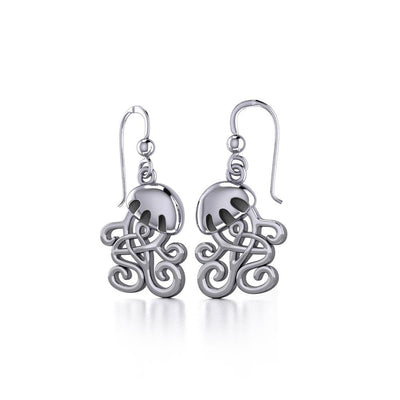 Box Jellyfish with Celtic Tail Silver Earrings TER1734 Earrings