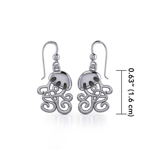 Jellyfish with Celtic Tail Silver Earrings TER1734