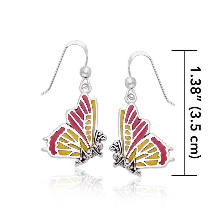Lifes colorful transformation ~ Sterling Silver Jewelry Butterfly Hook Earrings TER516
