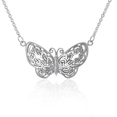 A life-changing symbolism ~ Sterling Silver Jewelry Celtic Knotwork Butterfly Necklace TN047