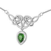 An imperishable elegance ~ Celtic Knotwork Sterling Silver Necklace with Gemstone TN132