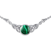 Wear the gift of interconnectedness ~ Sterling Silver Celtic Knotwork Necklace with a Gemstone centerpiece TN224