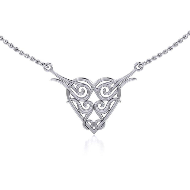 A tasteful expression of inner love, strength and passion ~ Celtic Knotwork Heart Sterling Silver Necklace Jewelry TN276