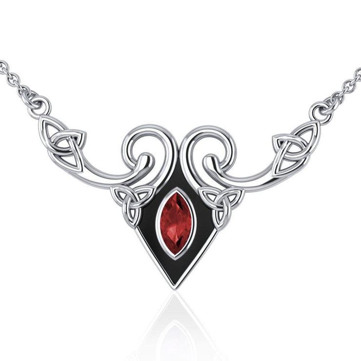 A gift of the world ~ Sterling Silver Celtic Triquetra Necklace Jewelry with Gemstones TNC159