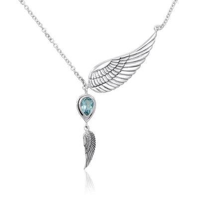 In peace and calm ~Sterling Silver Angel Wing Jewelry Necklace with Gemstone TNC421P