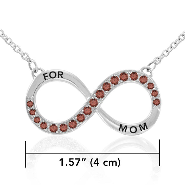 Infinity Love For Mom Silver Large Necklace with Gemstone TNC456