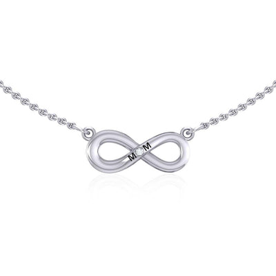 Infinity Love For Mom Silver Necklace with Single Gem TNC459