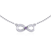 Infinity Love For Mom Silver Necklace with Single Gem TNC459