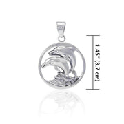 Dolphins in Circle Silver Pendant TP1018