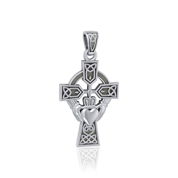 Celtic Cross and Irish Claddagh Silver Pendant TP1704 Pendant