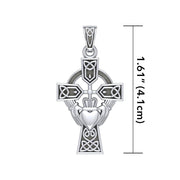 Celtic Cross and Irish Claddagh Silver Pendant TP1704