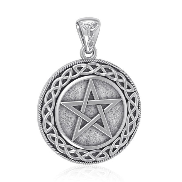 Silver Pentagram Pentacle with Celtic Border Pendant TP202