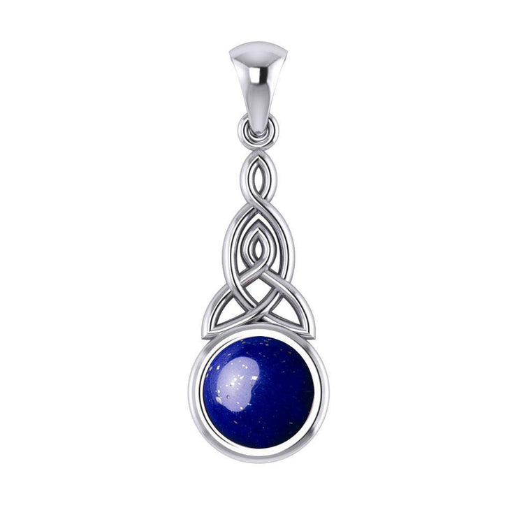Eternity in the glorious world ~ Celtic Triquetra Sterling Silver Pendant Jewelry with Gemstone centerpiece TP2937