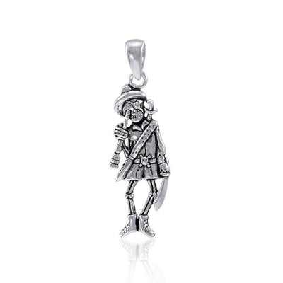 Pirate Skeleton with Spyglass Silver Pendant TP3058