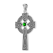 Believe in thy Holy Cross ~ Sterling Silver Jewelry Pendant with a shimmering Gemstone TP3252