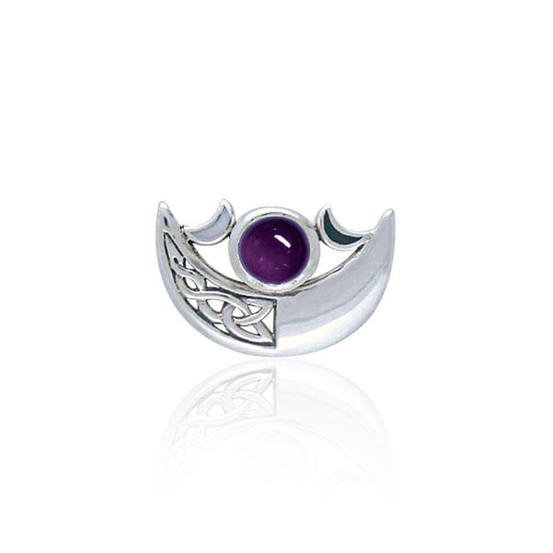 Be enchanted by the Crescent Moon’s celestial beauty ~ Sterling Silver Pendant with Gemstone TP3263