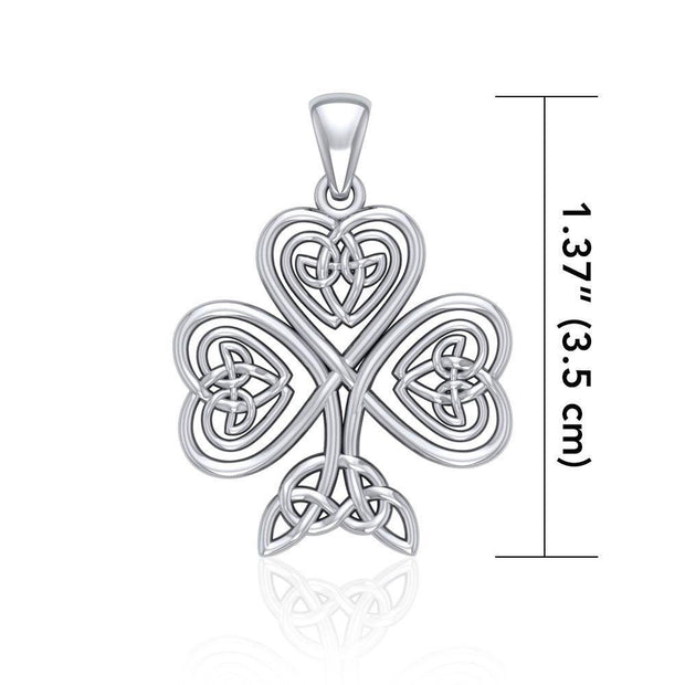Feel blessed with the Irish luck ~ Celtic Knotwork Shamrock Sterling Silver Pendant by Courtney Davis TP3415
