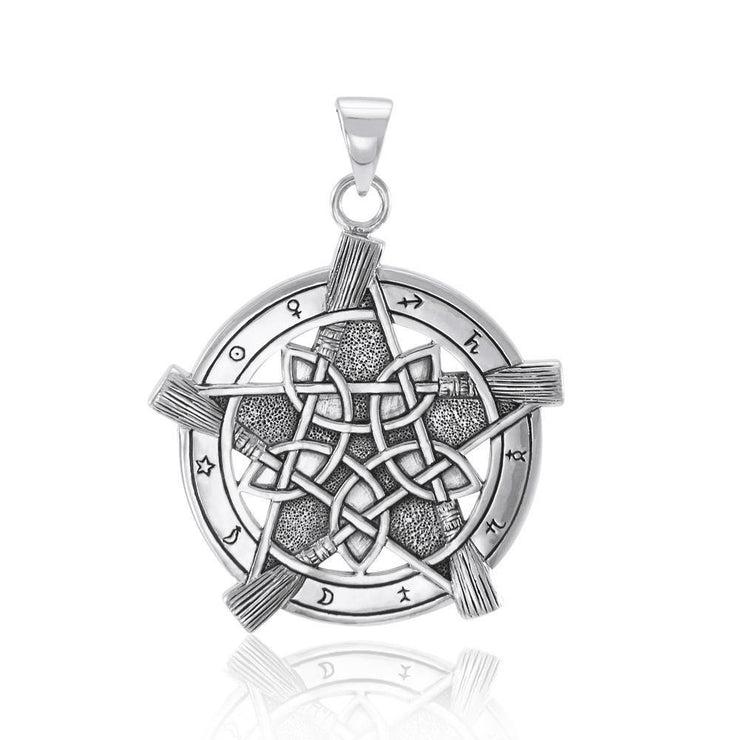 Universe Broom with pentacle Silver Pendant TP3471 Pendant