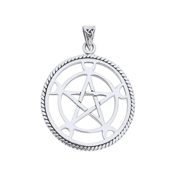 Round The Star with Crescent Moon Silver Pendant TP471